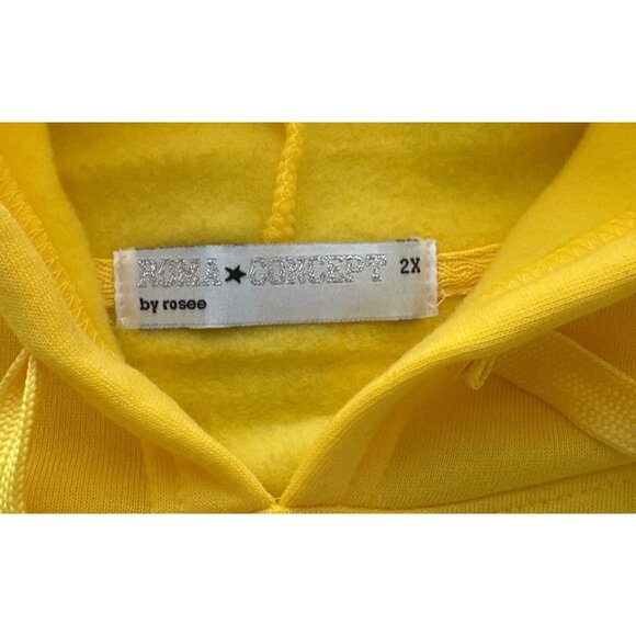 Yellow Roma Concept By Rosee, Hoodie With Sequin Eye Pattern, 2X - Picture 6 of 9